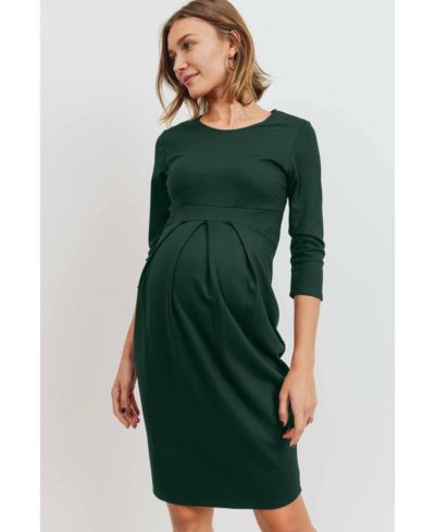 Платье Hello Miz Maternity с 3/4 рукавом и круглым вырезом и складкой спереди
