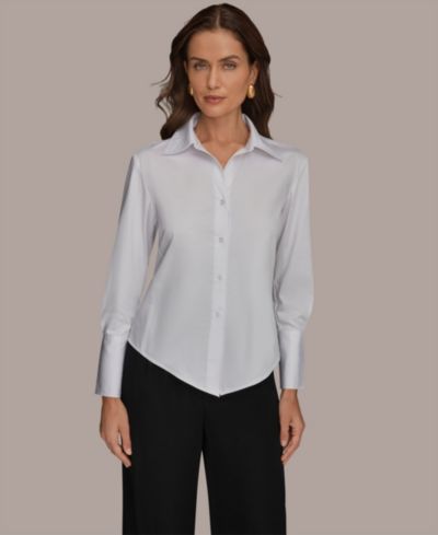 Женская рубашка Donna Karan New York с воротником из поплина