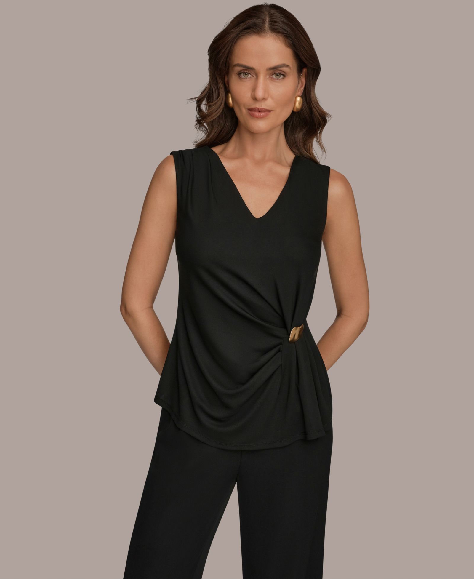 Donna Karan New York Women's V-Neck Sleeveless Top