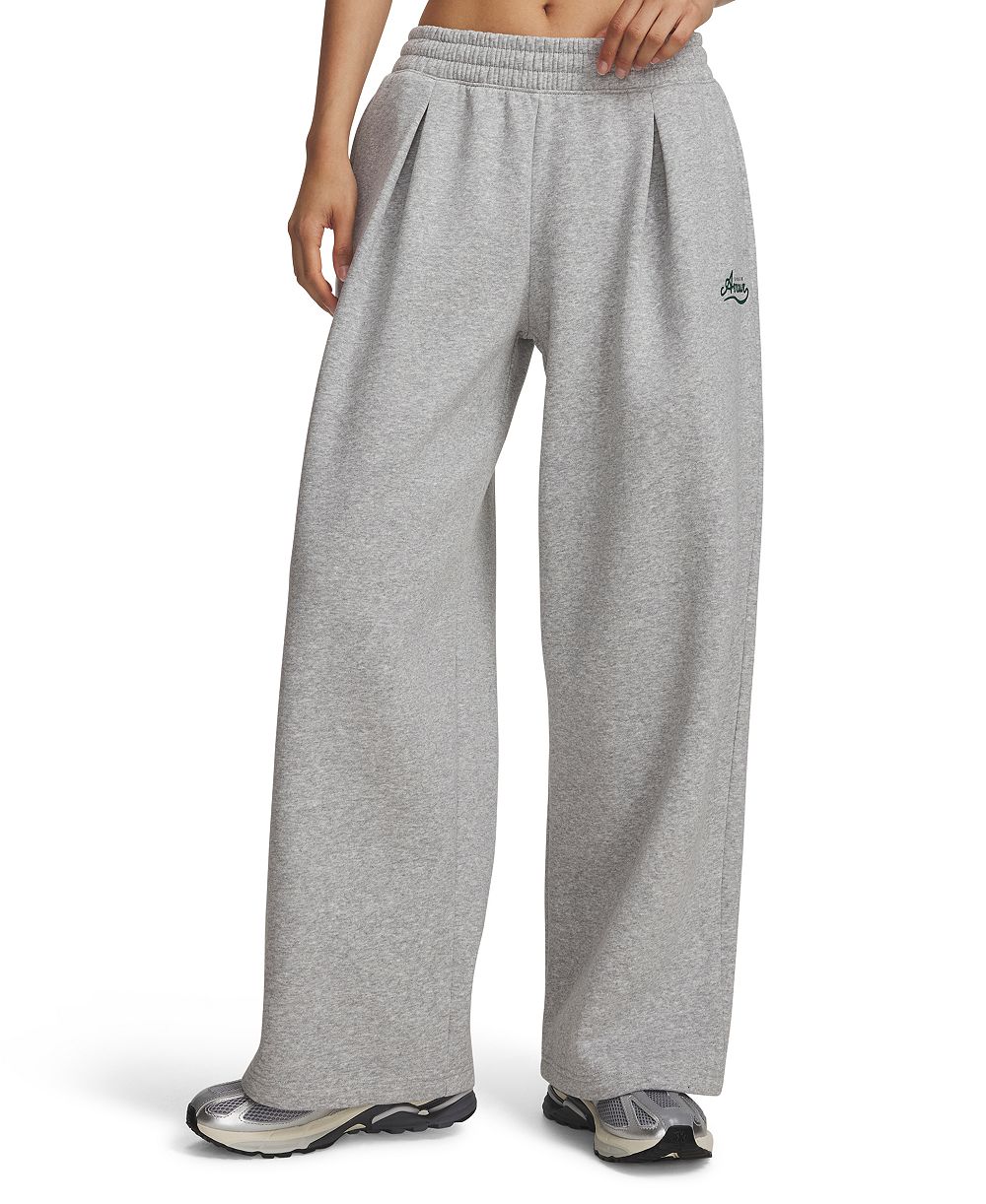 Under Armour Women's Rival Pleated Varsity Wide-Leg Relaxed-Fit Sweatpants