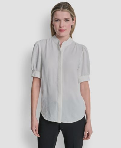 Женская блузка DKNY с воротником-стойкой и текстурированной тканью