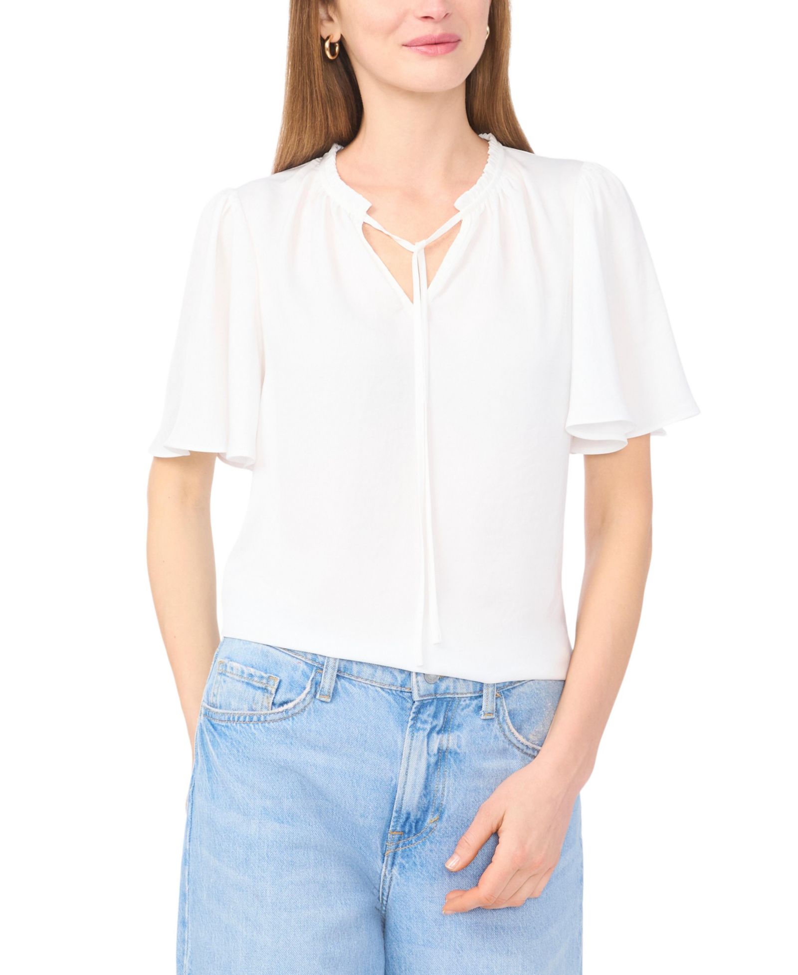 Vince Camuto Women's Tie Neck Short-Sleeve Blouse