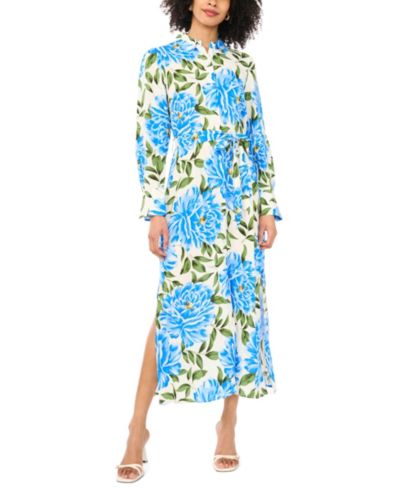 Vince Camuto Women's Floral Collared Long-Sleeve Maxi Dress
