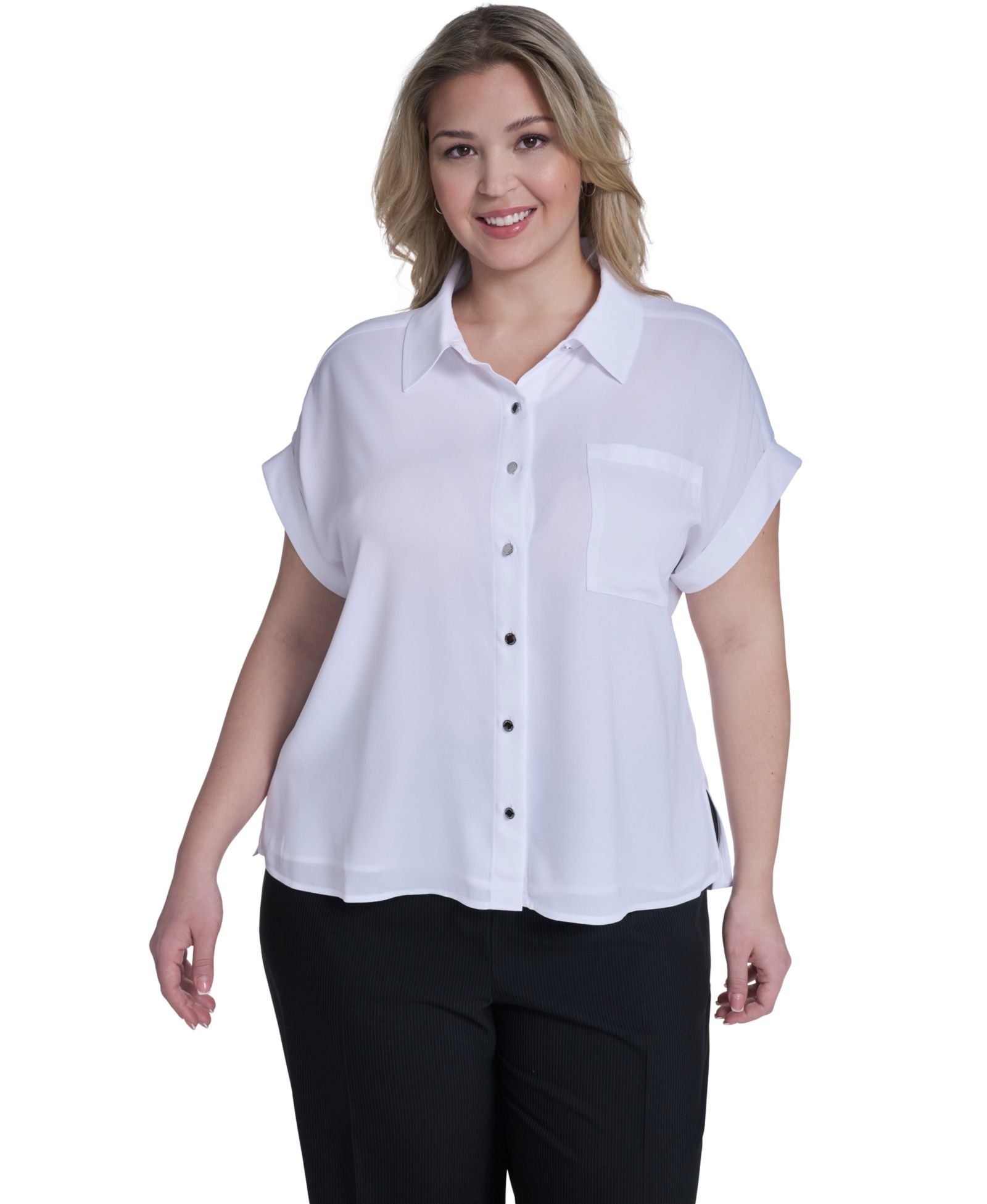 Calvin Klein Plus Size Short-Sleeve Camp Button-Down Shirt