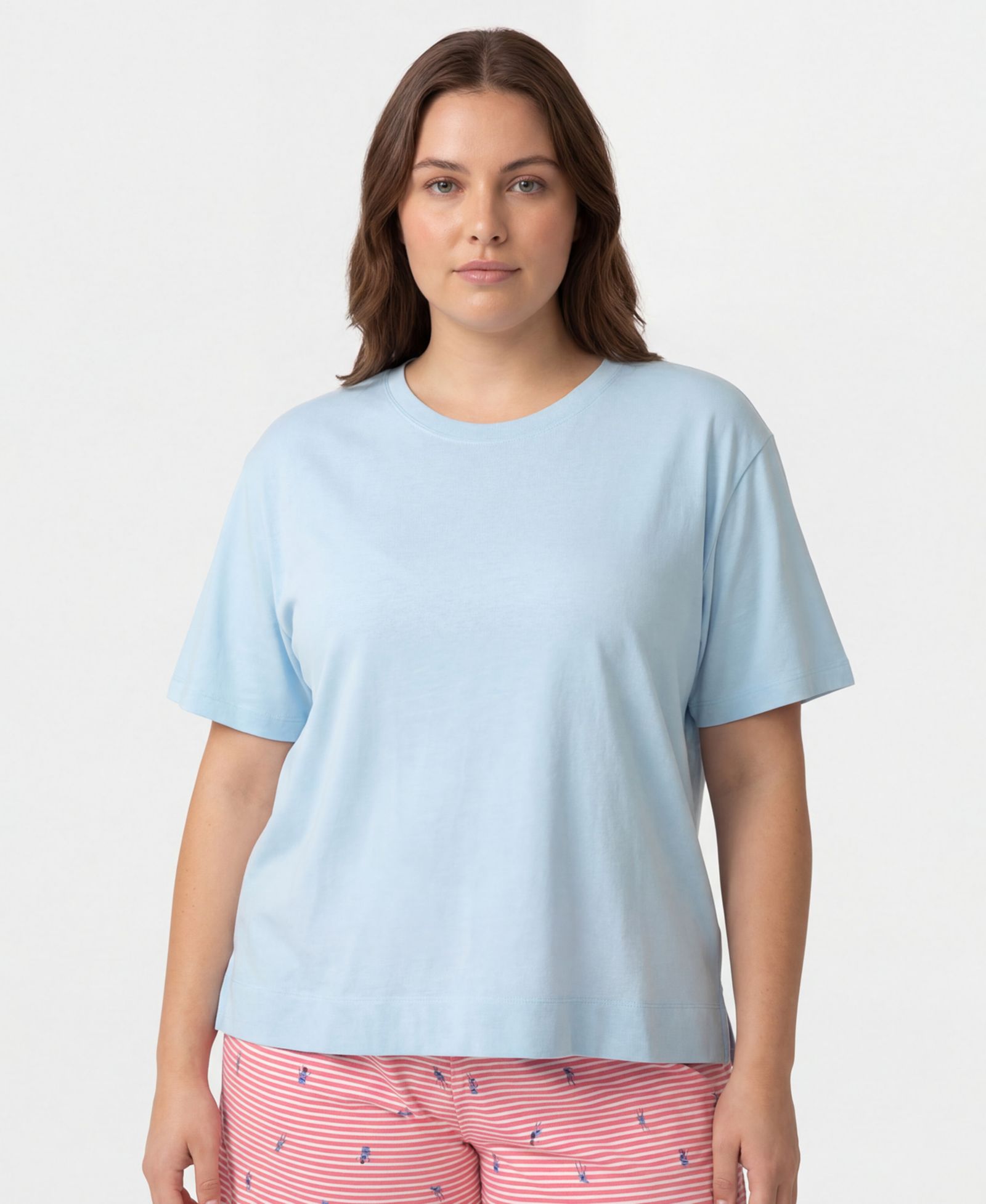 Hue Plus Size Short-Sleeve Boxy Sleep T-Shirt