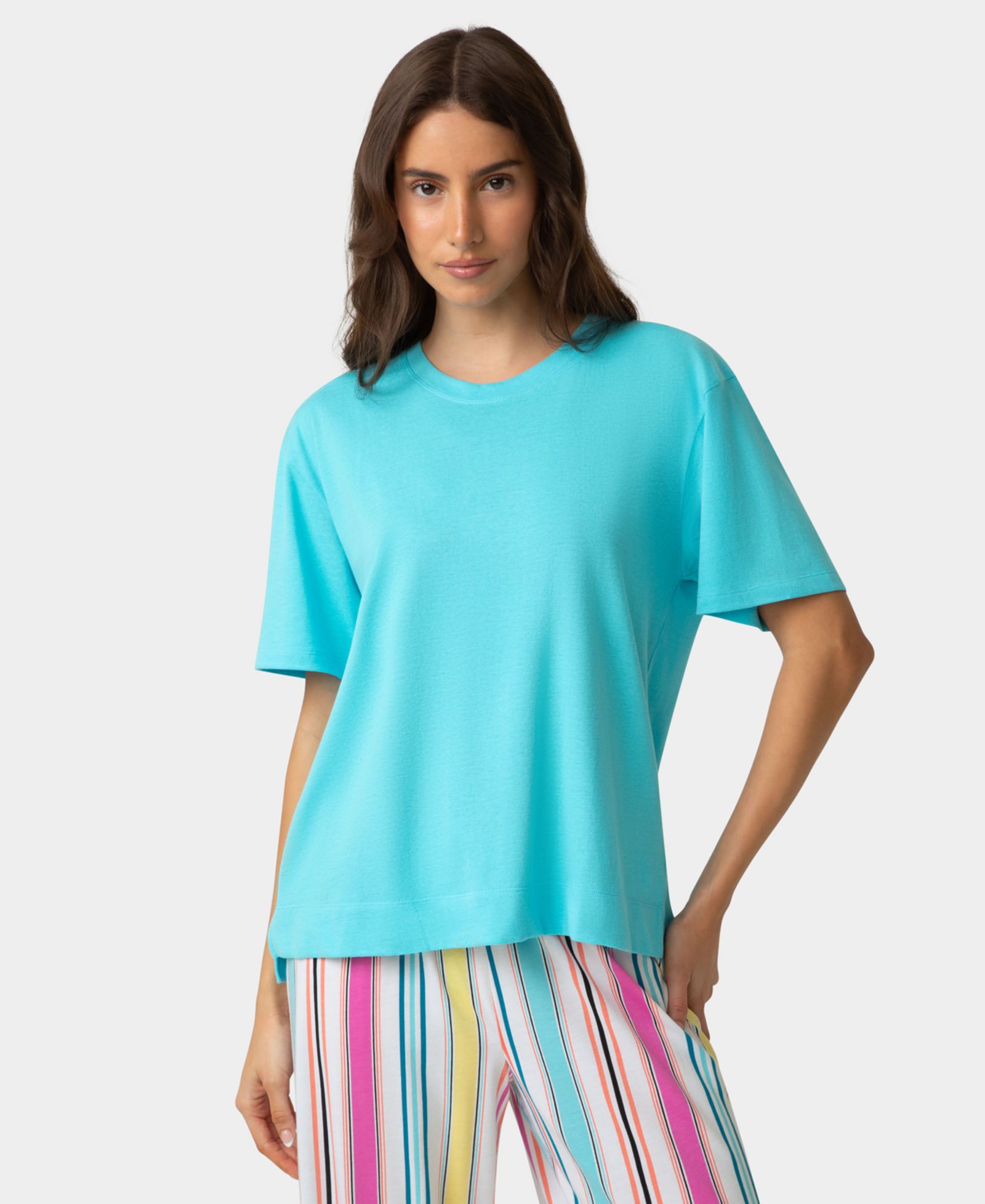 Hue Women's Short-Sleeve Cotton Candied Boxy Pajama Top