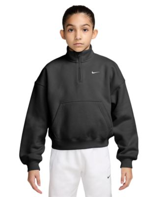 Nike Girls' 7-16 Sportswear Studio Fleece Oversized Quarter-Zip Sweatshirt