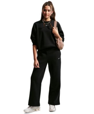 Nike Girls' 7-16 Sportswear Studio Fleece Wide Leg Pants