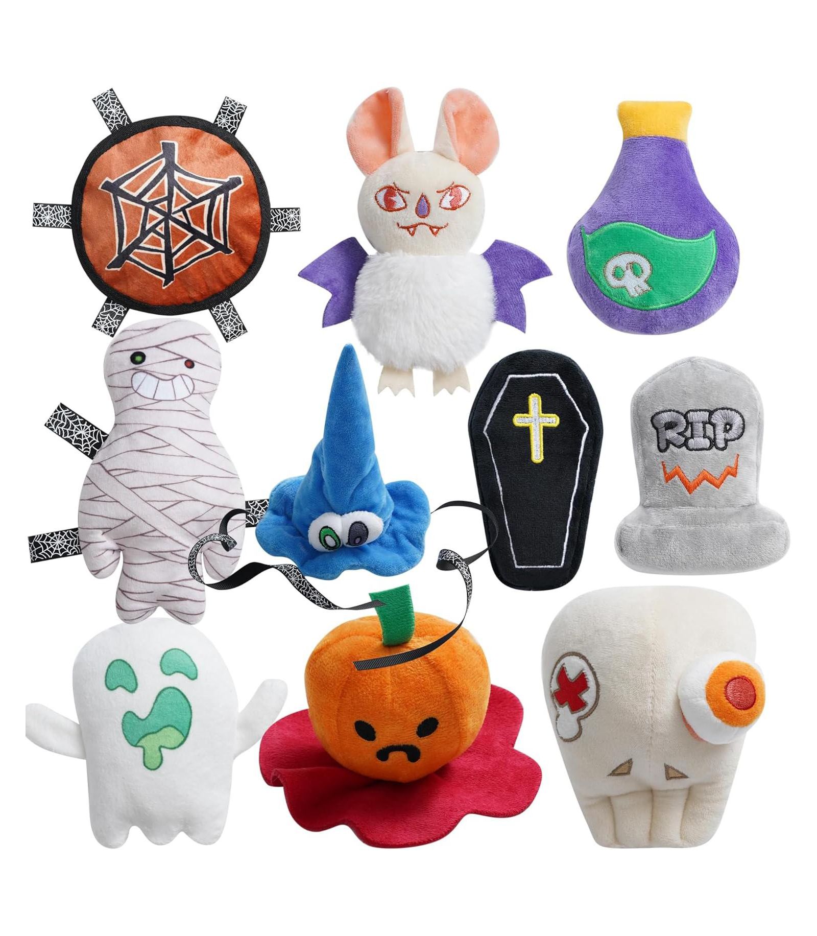 Набор мягких пищащих игрушек для собак Nocciola Halloween, 10 штук, плюшевые игрушки для праздника, подарки для маленьких и средних собак