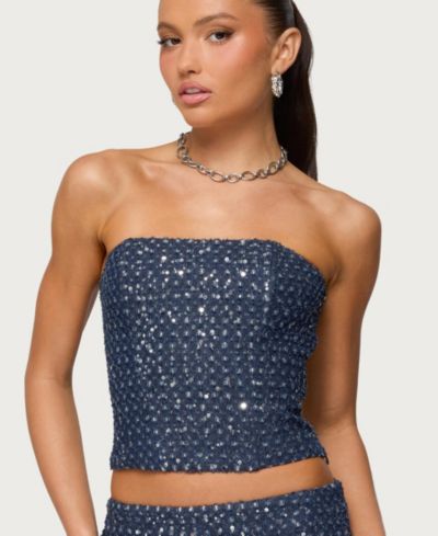 Женский корсет Edikted Sora Sequin Distressed Denim