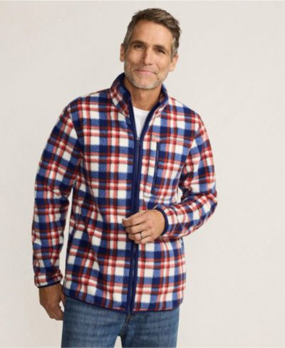 Lands' End Big & Tall Print Full Zip High Pile Fleece Jacket