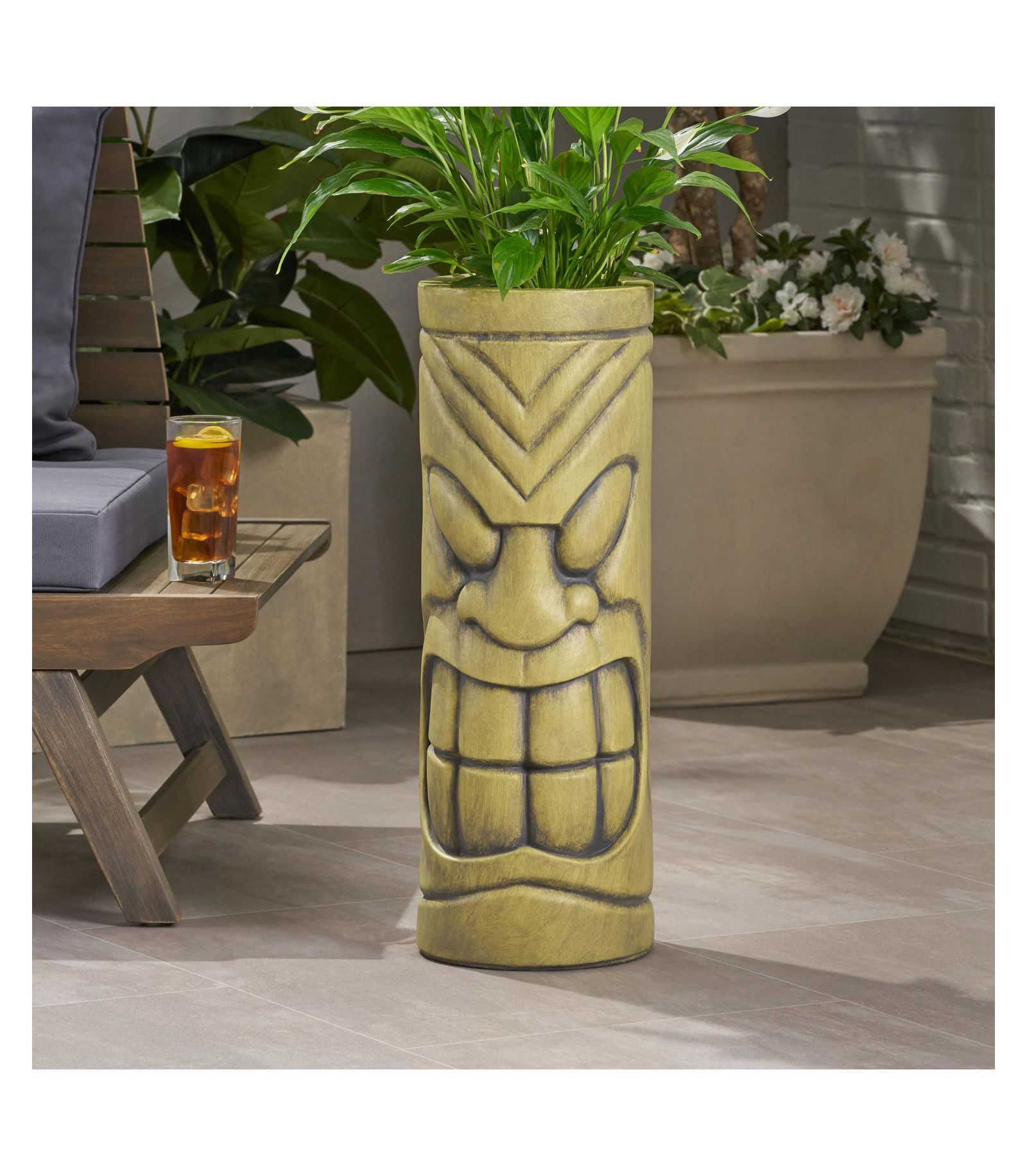 Streamdale Furniture Antique Green Face Pot Planter