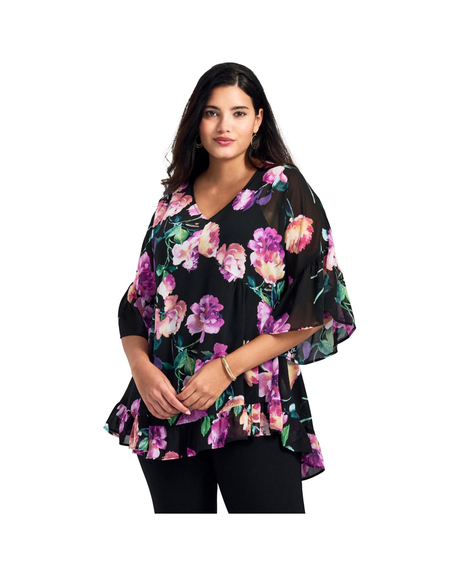 Женская блузка Avenue Plus Size Harlow с отделкой frill