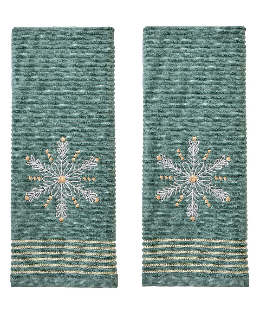SKL Home Snowflake Embroidered Hand Towel, Set of 2