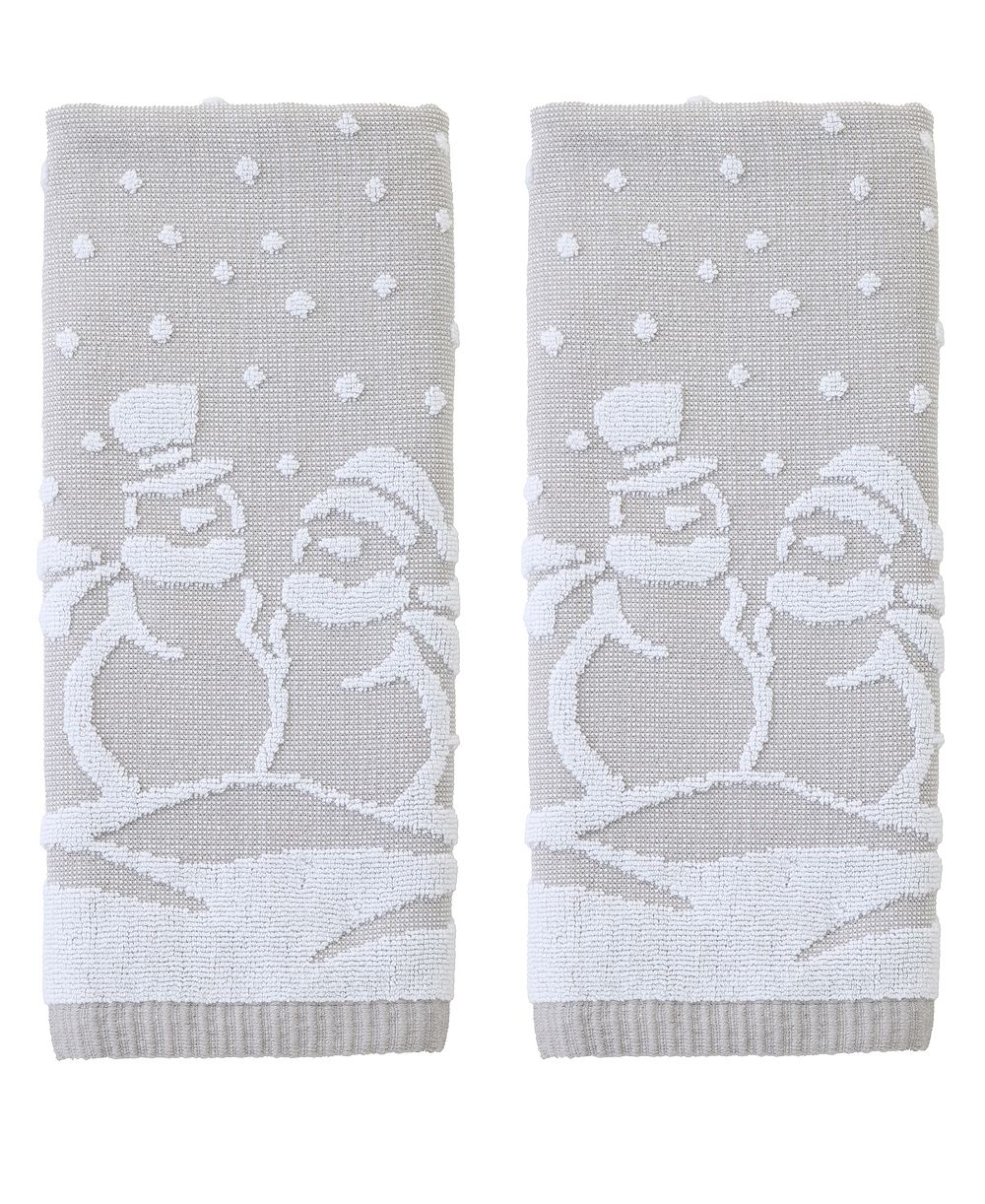 SKL Home Scenic Snowmen Jacquard Hand Towel, Set of 2
