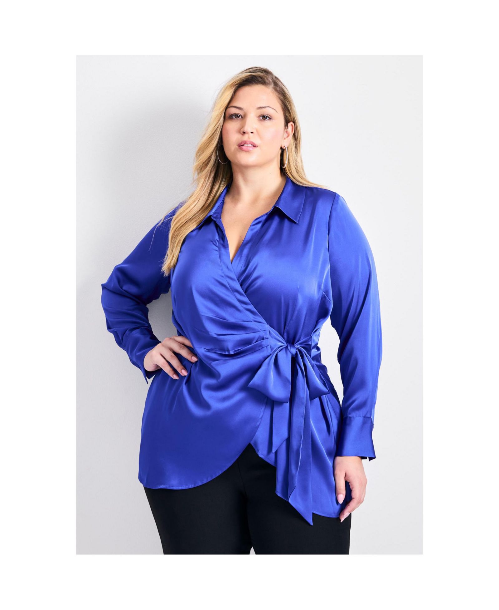 Avenue Женская блузка Goldi Satin Wrap, Plus Size