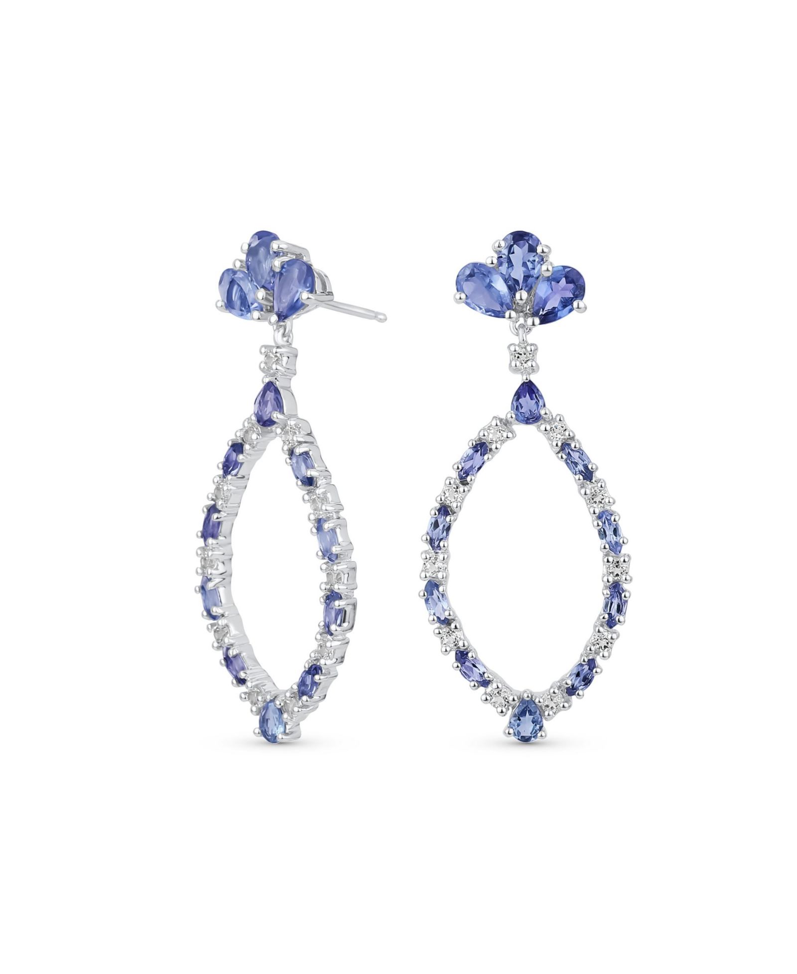 Серьги-люстры Bling Jewelry Open Teardrop Leaf Tanzanite Zircon
