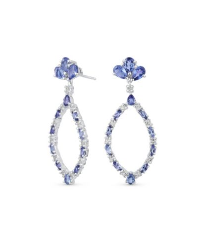 Серьги-люстры Bling Jewelry Open Teardrop Leaf Tanzanite Zircon