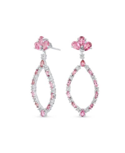 Bling Jewelry Open Teardrop Leaf Tanzanite Zircon Chandelier Earrings