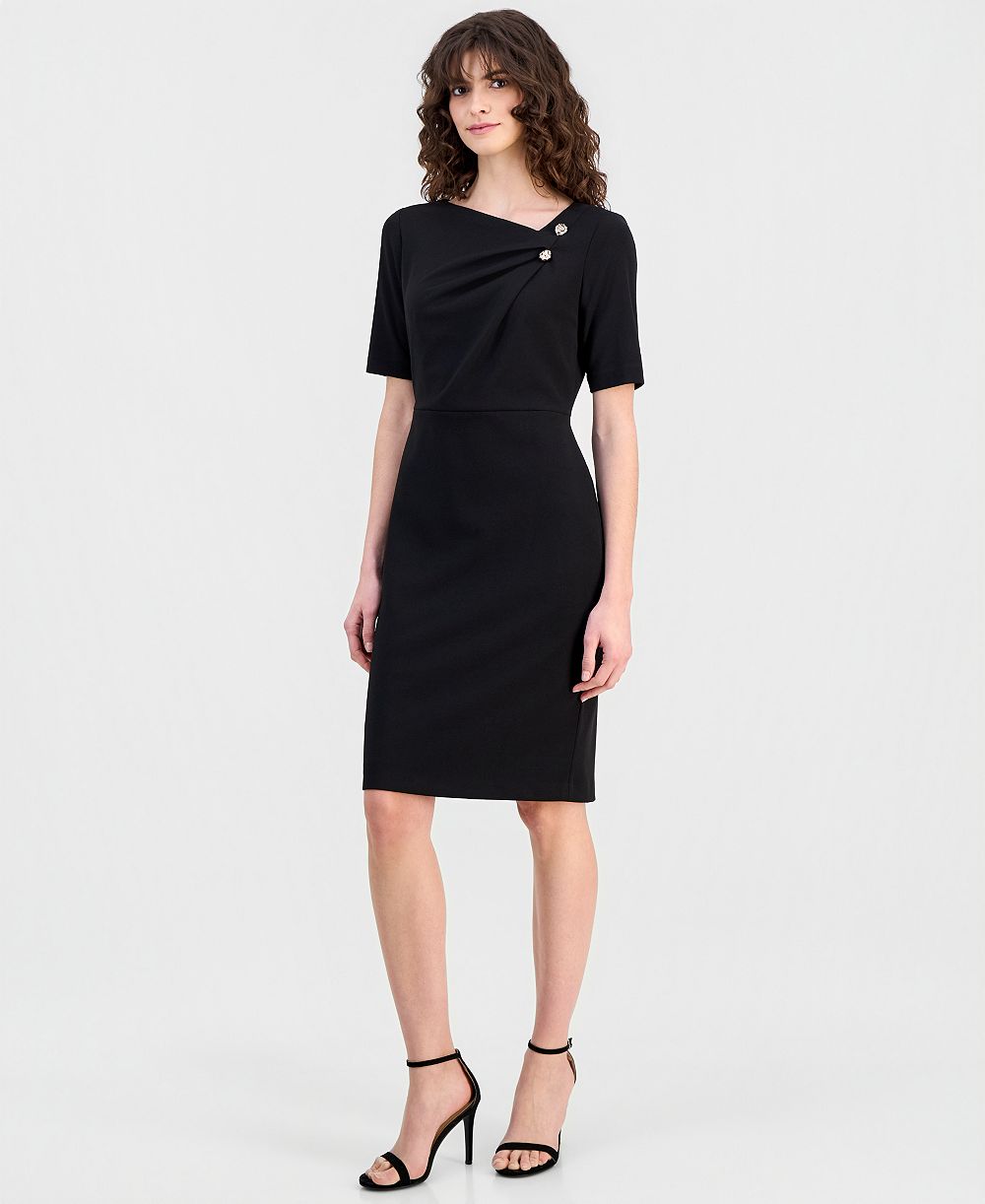 Женское платье Anne Klein с асимметричным вырезом и рукавом до локтя