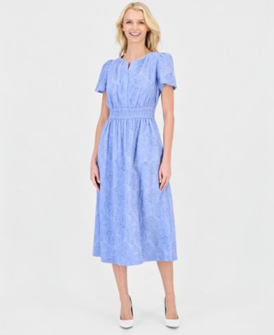 Женское миди-платье Anne Klein Eyelet Short-Sleeve