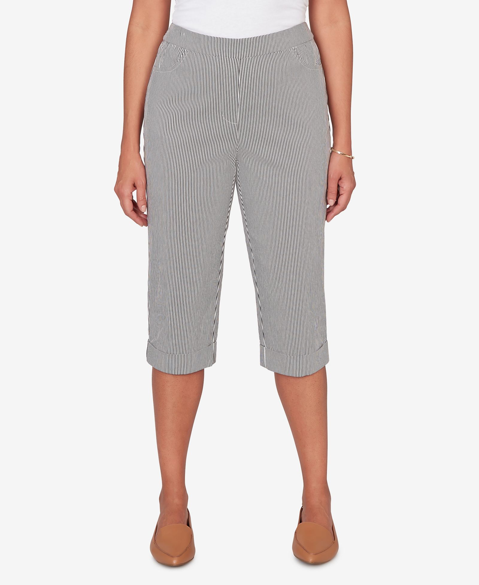 Шорты Alfred Dunner Plus Size Classic Stretch Stripe Clamdigger Capri