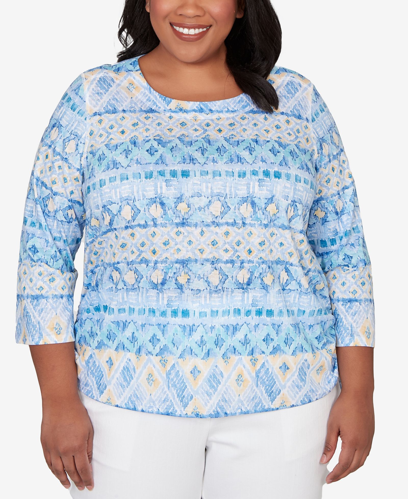 Женский топ Alfred Dunner Plus Size Ikat Biadere с драпировкой