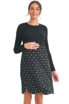Hello Miz Women's Long Sleeve Empire Waist Nursing Dress