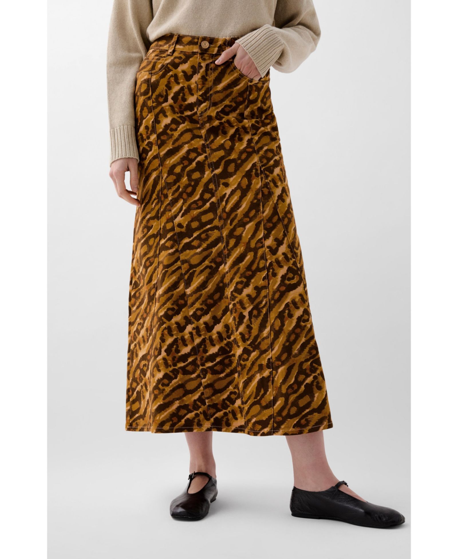 Scalpers Women's Print Flare Denim Skirt
