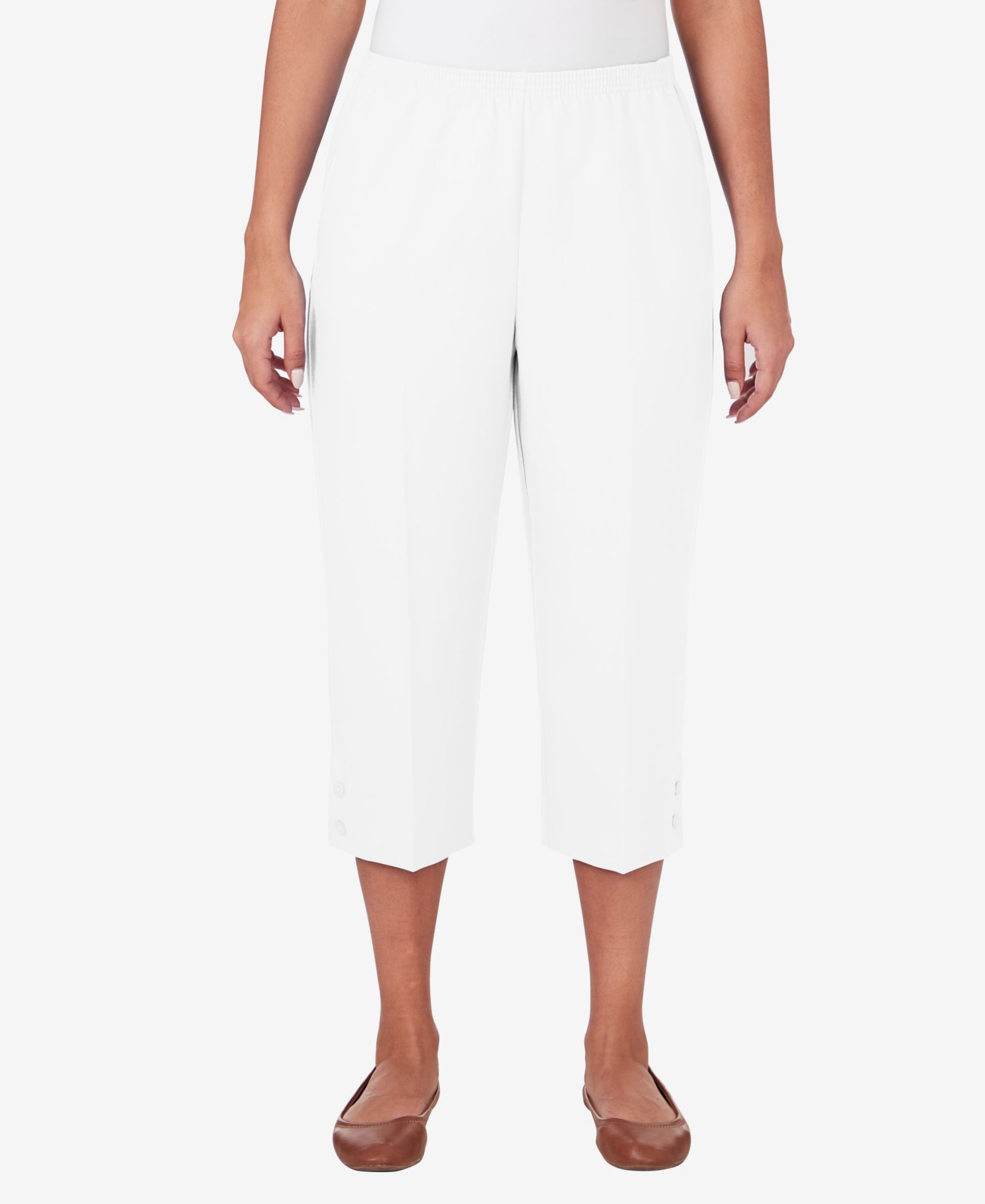 Alfred Dunner Женские брюки-капри Classic Button Hem Gathered Waistband