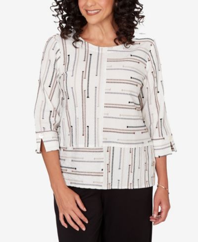 Alfred Dunner Женский топ Classic Spliced Jacquard в полоску