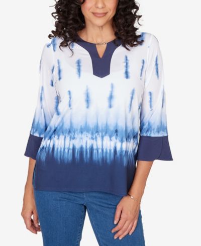 Alfred Dunner Женский топ Classic Tie Dye Split Neck