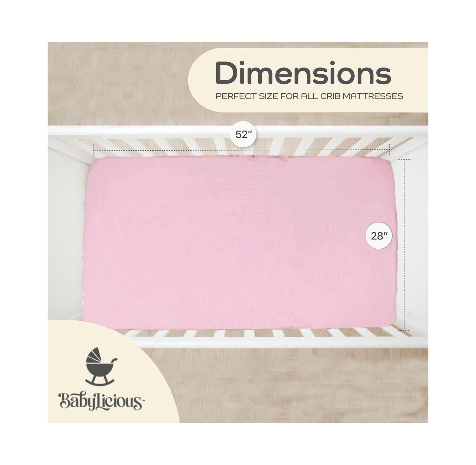 Babylicious Muslin Crib Sheets 2 Pack – 52"x28" Cotton Fitted Sheets for Crib & Toddler Bed