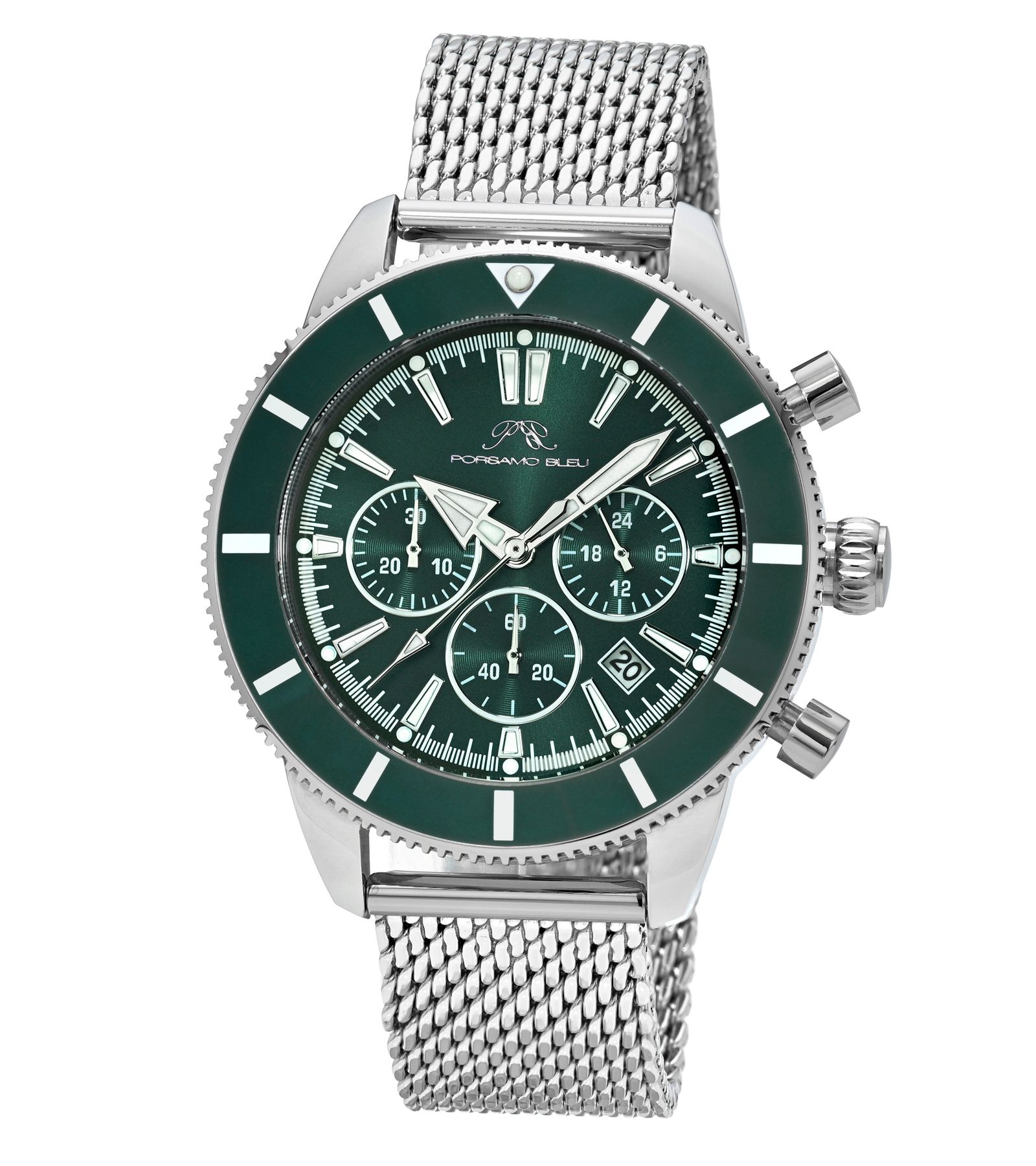 Мужские часы Porsamo Bleu Brandon Chronograph Silver Tone Stainless Steel 44 mm