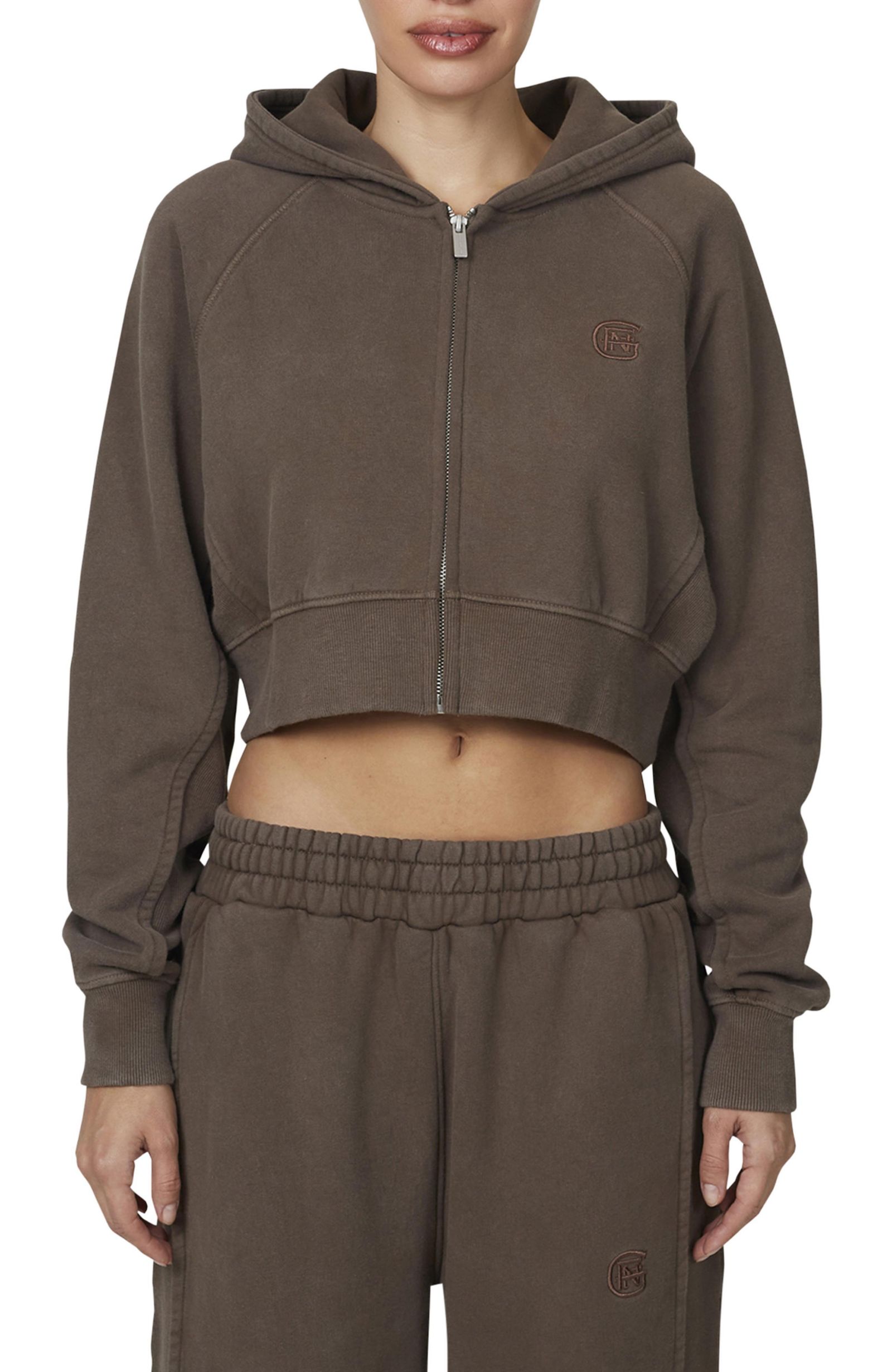 Женское укороченное худи Good For Nothing Ribbed Emblem Crop Zip