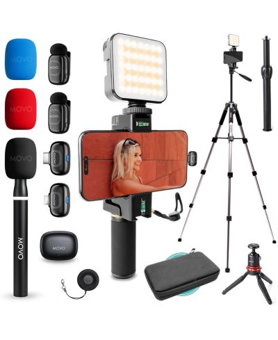 Movo Комплект для влогинга iVlogger-PRO, беспроводной, для iPhone/Android, с RGB светом и штативом