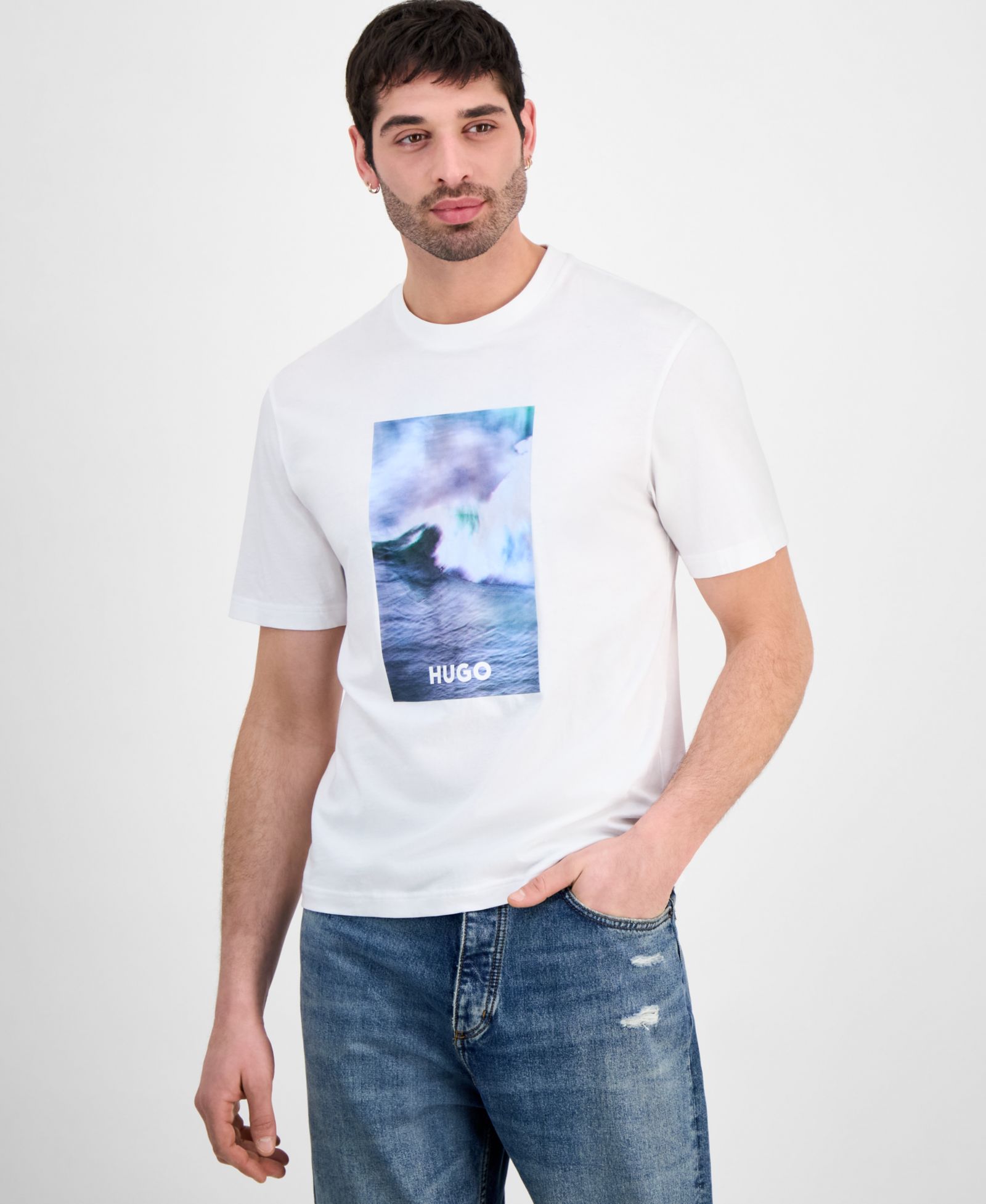 Hugo by HUGO BOSS Men's Wave Applique T-Shirt