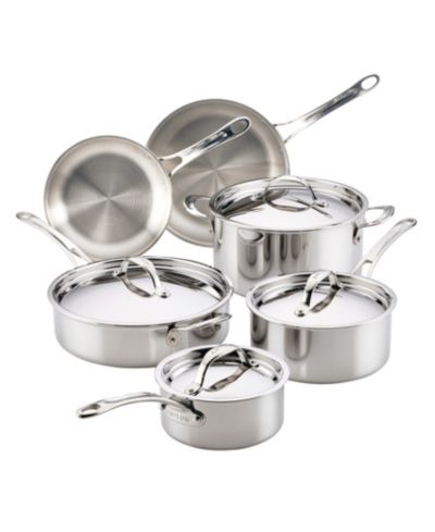 Anolon EverLast Stainless Steel 10-Pc. Tri-Ply Clad Cookware Set