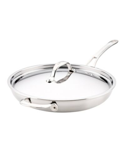 Anolon EverLast Stainless Steel 12.5" Tri-Ply Clad Covered Frying Pan