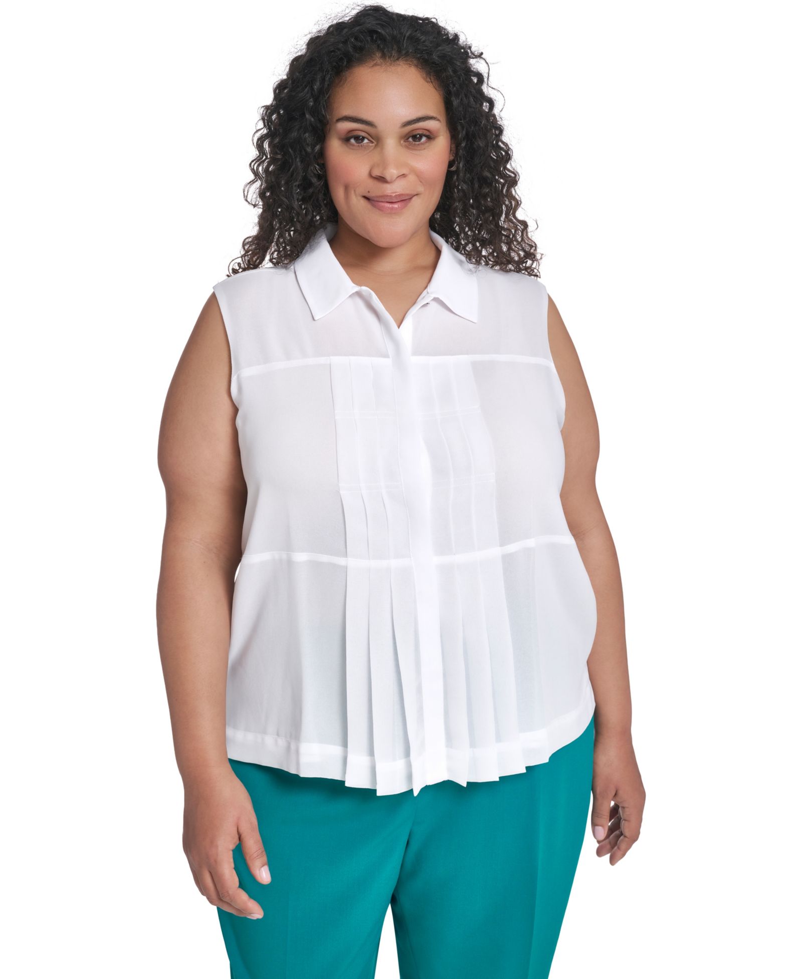 Calvin Klein Plus Size Collared Neck Sleeveless Top