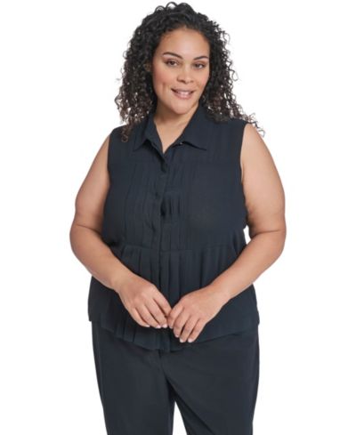 Calvin Klein Plus Size Collared Neck Sleeveless Top