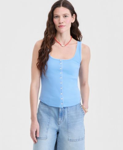Женский трикотажный топ On 34th Button-Down Contrast-Stitch Rib