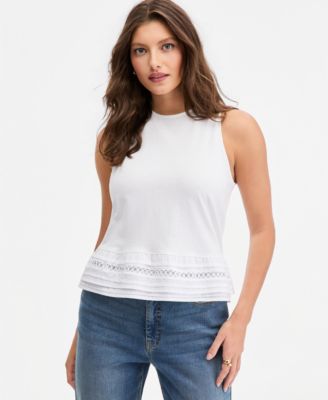 On 34th Women's Cotton Layered Ruffled-Hem Woven Mix Tank Top, Macy's Exclusive