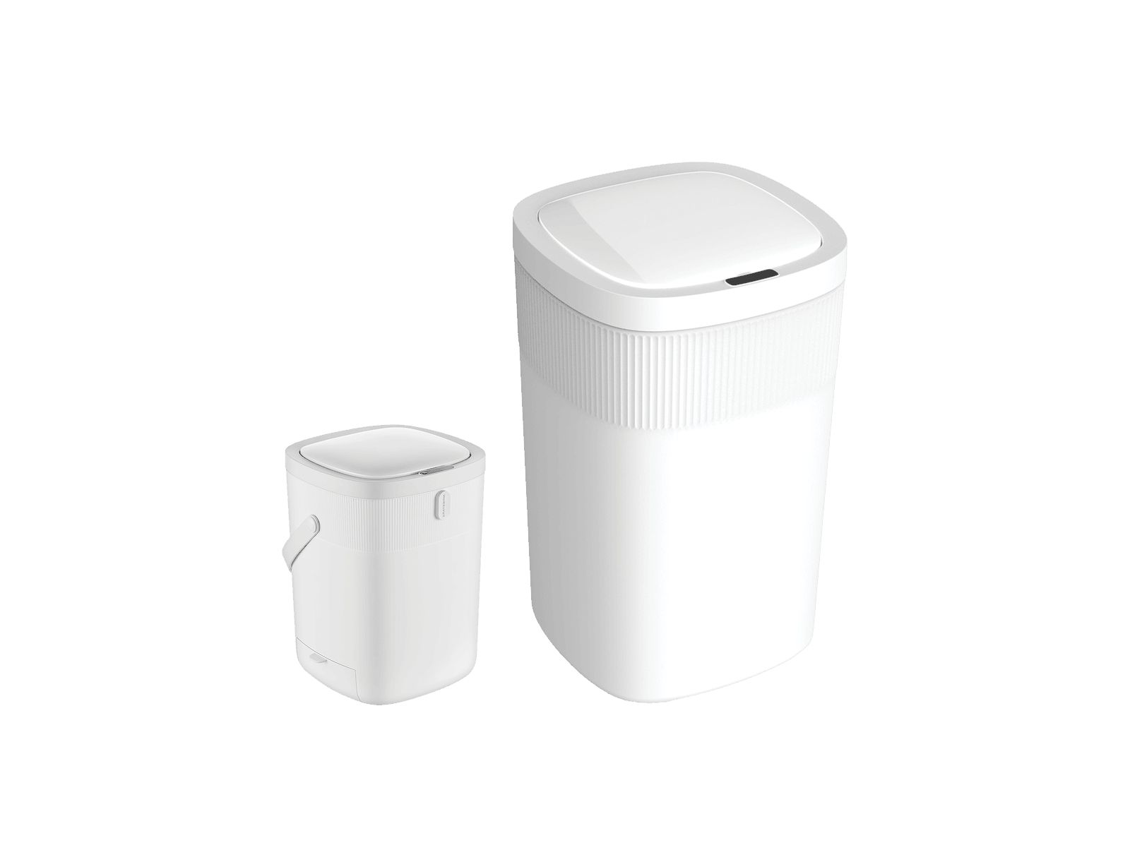 NINESTARS 13 Gallons 3.2 Gal Automatic Kitchen Trash Can, 50 Liters Touchless Motion Sensor Trash Can White Plastic Set