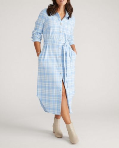 Женское платье-рубашка Universal Standard Women's Morgan Belted Stretch Flannel
