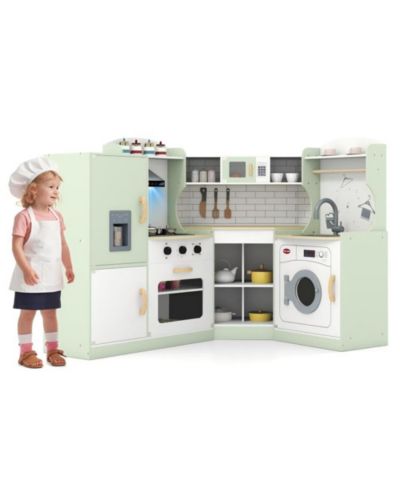 Hongge Corner Play Kitchen with Washer and Ice Maker, Ages 3+