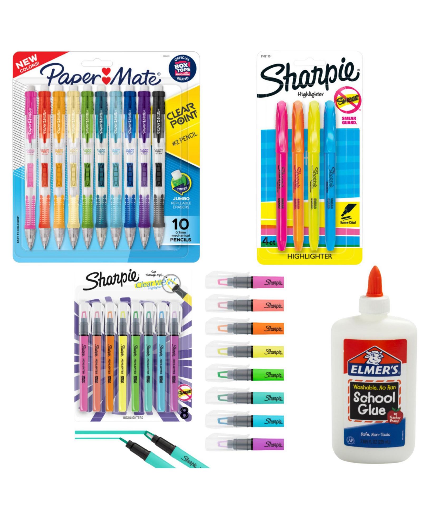 Sharpie Back to School Essentials Kit – Highlighters, Mechanical Pencils & School Glue – 20+ Pieces