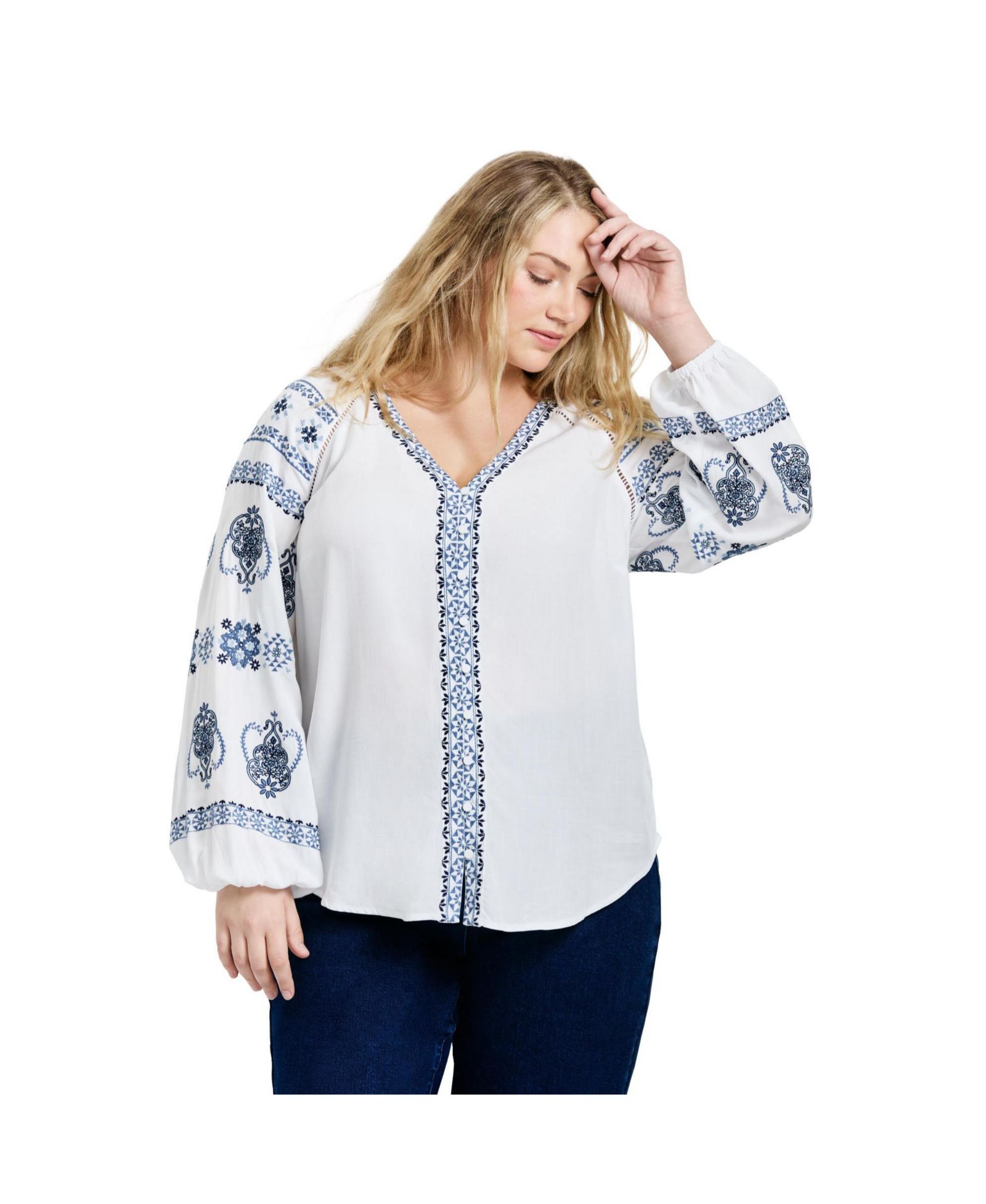 Avenue Women's Plus Size Angelina Embroidered Blouse