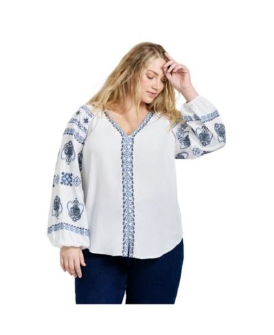 Женская блузка Avenue Plus Size Angelina с вышивкой