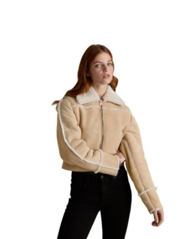 Furniq UK Women's Cropped Shearling Jacket